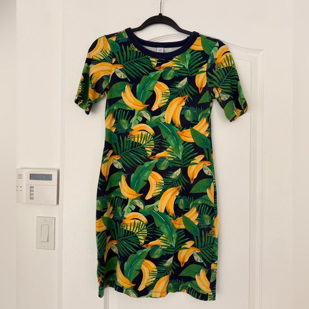 Tropical Print Short Sleeve Dress